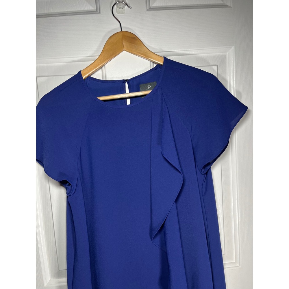 Adrianna Papell Dress Women 8 Cobalt Blue Ruffle Front Shift - Picture 10 of 11